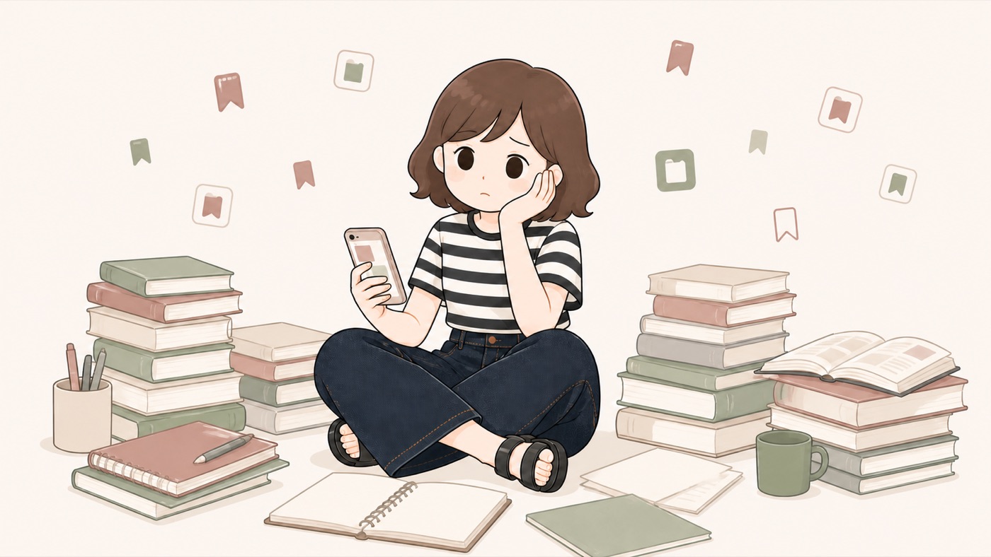 投稿を保存したり教材を買ったりしたまま、動けずにいる様子